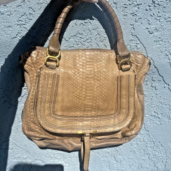 Chloe Marcie Python Large Shoulder Bag, Chloe Bag, Snakeskin Bag, Designer Bag - Picture 2 of 7